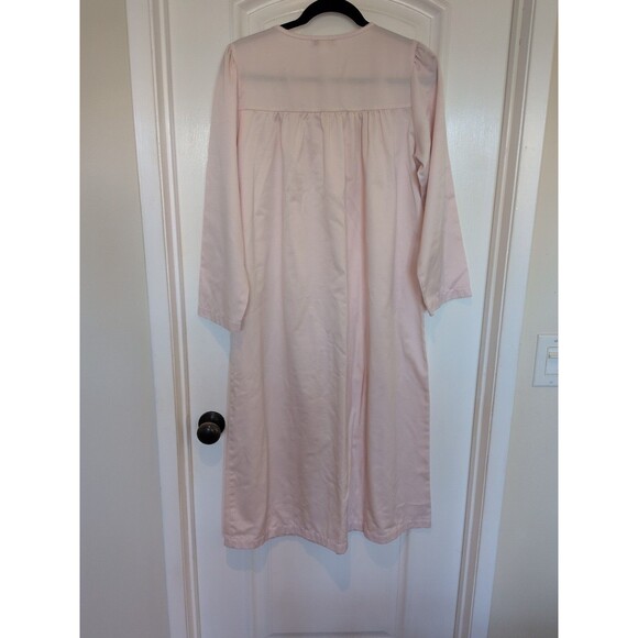 Miss Elaine Nightgown SM Pink Brushed Back Satin Maxi Embroidered Yoke Cozy - Picture 2 of 9